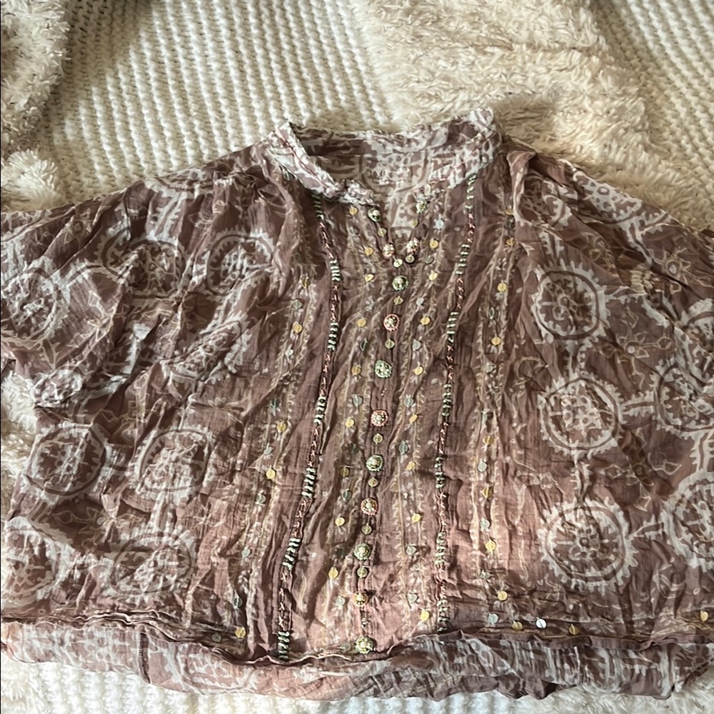 Bohemian Brown Patterned Women's Top
